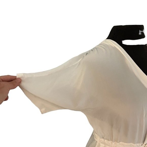 Tucker NYC Ivory Silk V Neck Drawstring Waist Dress Small - Picture 2 of 11